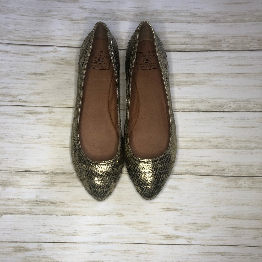 LUCKY BRAND gold pointed toe flats